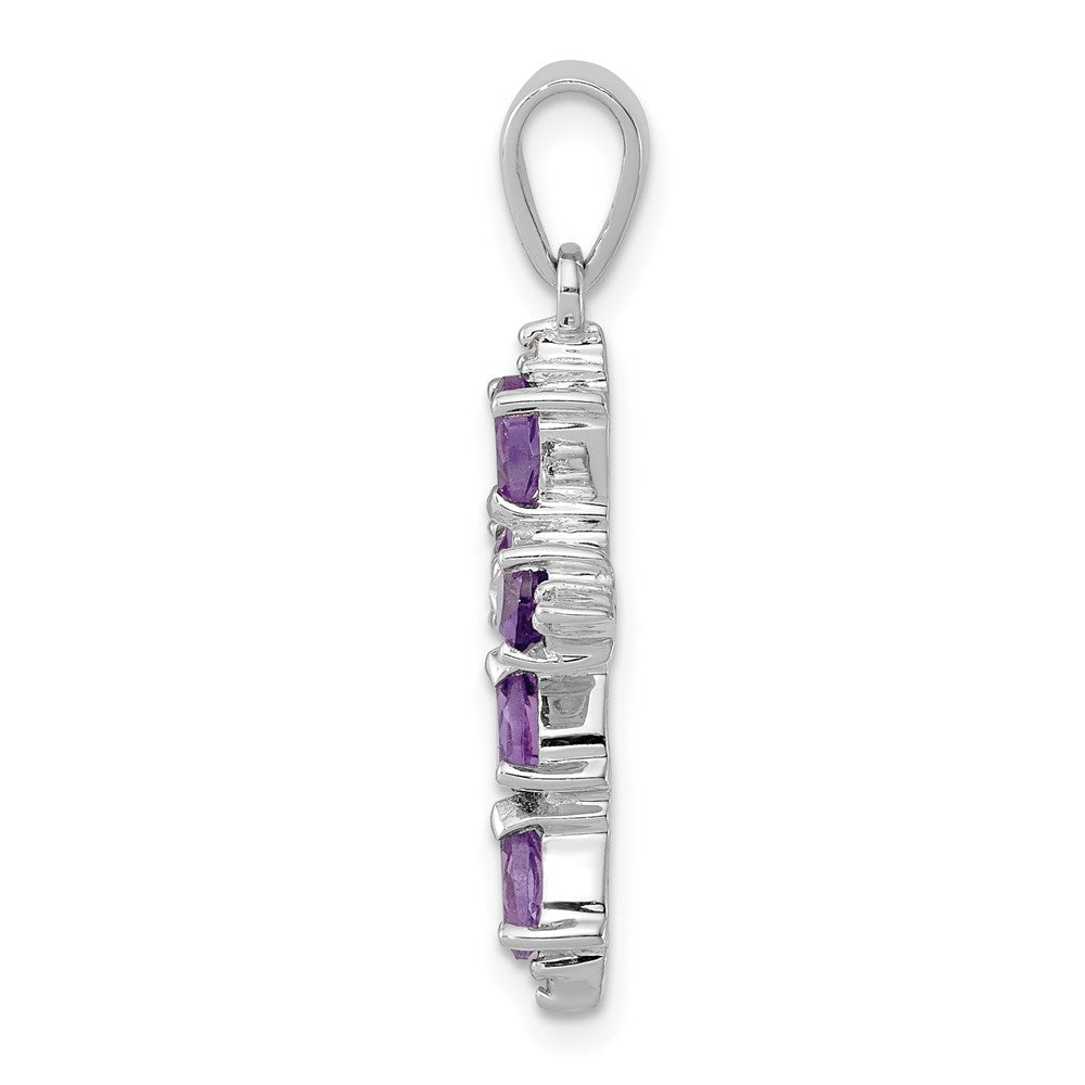 Sterlingsilber Rhodiniert Amethyst Kreuz Anhänger