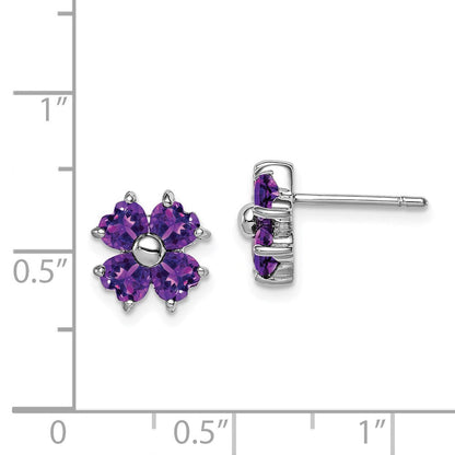 Sterlingsilber Rhodiniert Amethyst Blume Ohrstecker