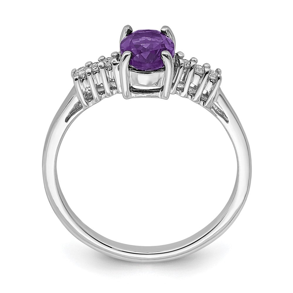 Sterlingsilber Rhodium Amethyst & Diamant Ring