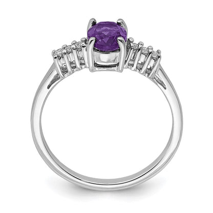 Sterlingsilber Rhodium Amethyst & Diamant Ring