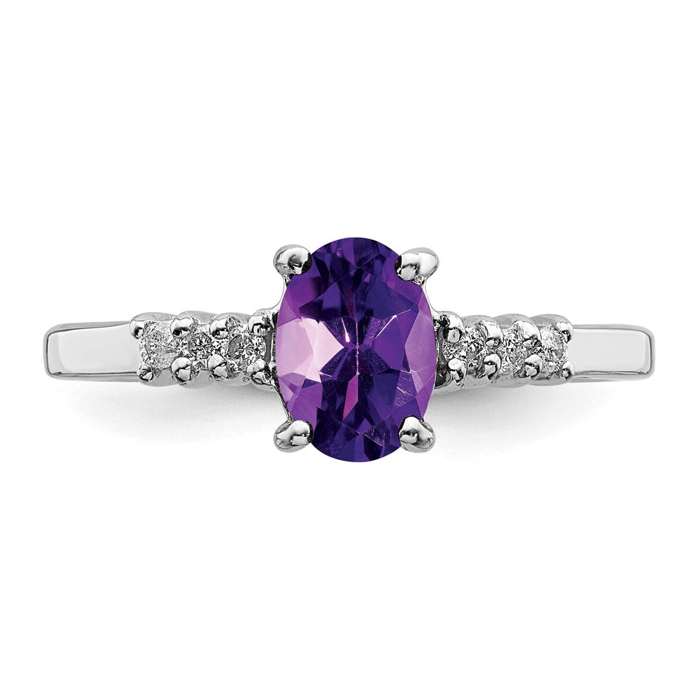 Sterlingsilber Rhodium Amethyst & Diamant Ring