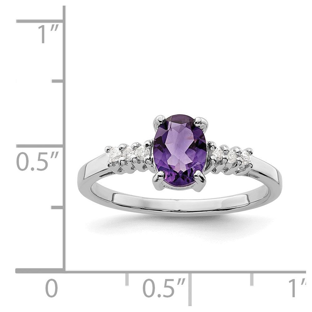 Sterlingsilber Rhodium Amethyst & Diamant Ring