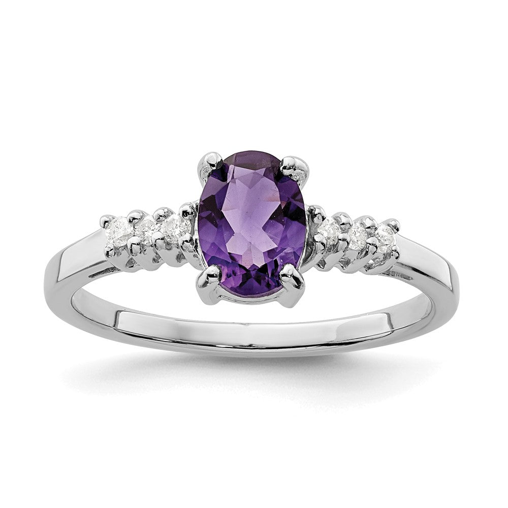 Sterlingsilber Rhodium Amethyst & Diamant Ring