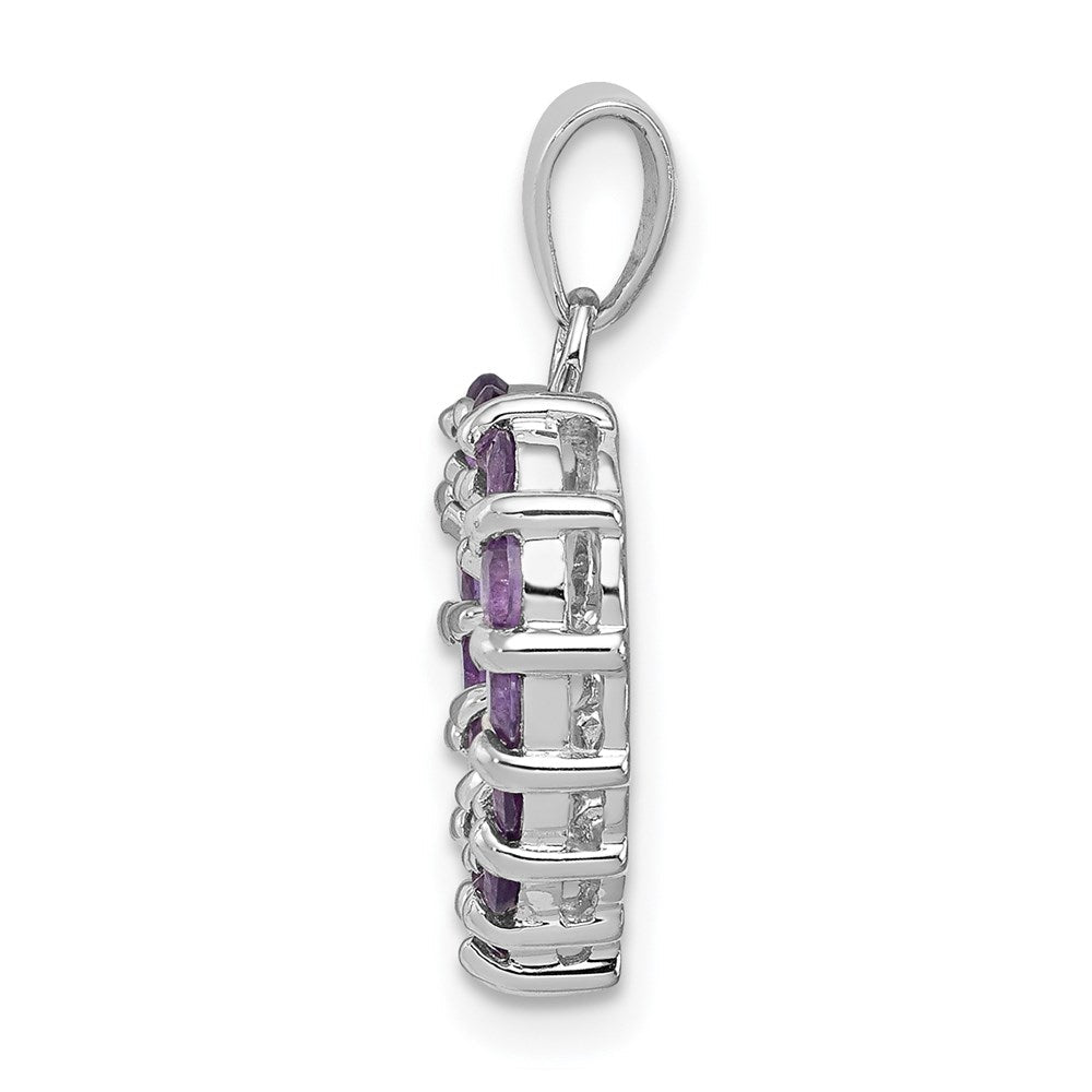 Sterlingsilber Rhodiniert Amethyst Herz Anhänger