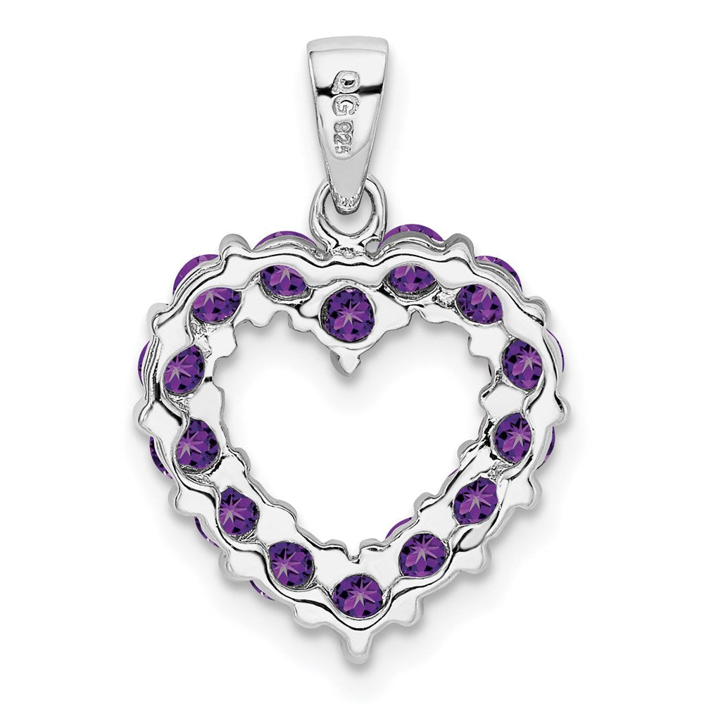 Sterlingsilber Rhodiniert Amethyst Herz Anhänger