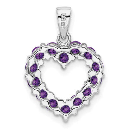 Sterlingsilber Rhodiniert Amethyst Herz Anhänger