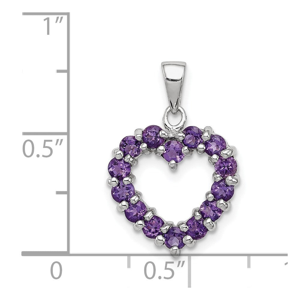 Sterlingsilber Rhodiniert Amethyst Herz Anhänger