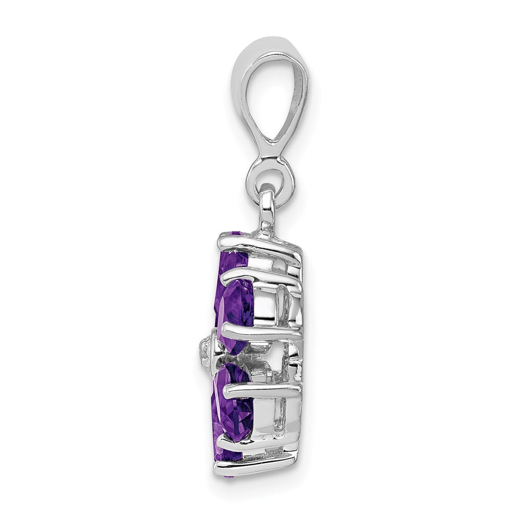 Sterlingsilber Rhodiniert Amethyst und Diamant Blume Anhänger