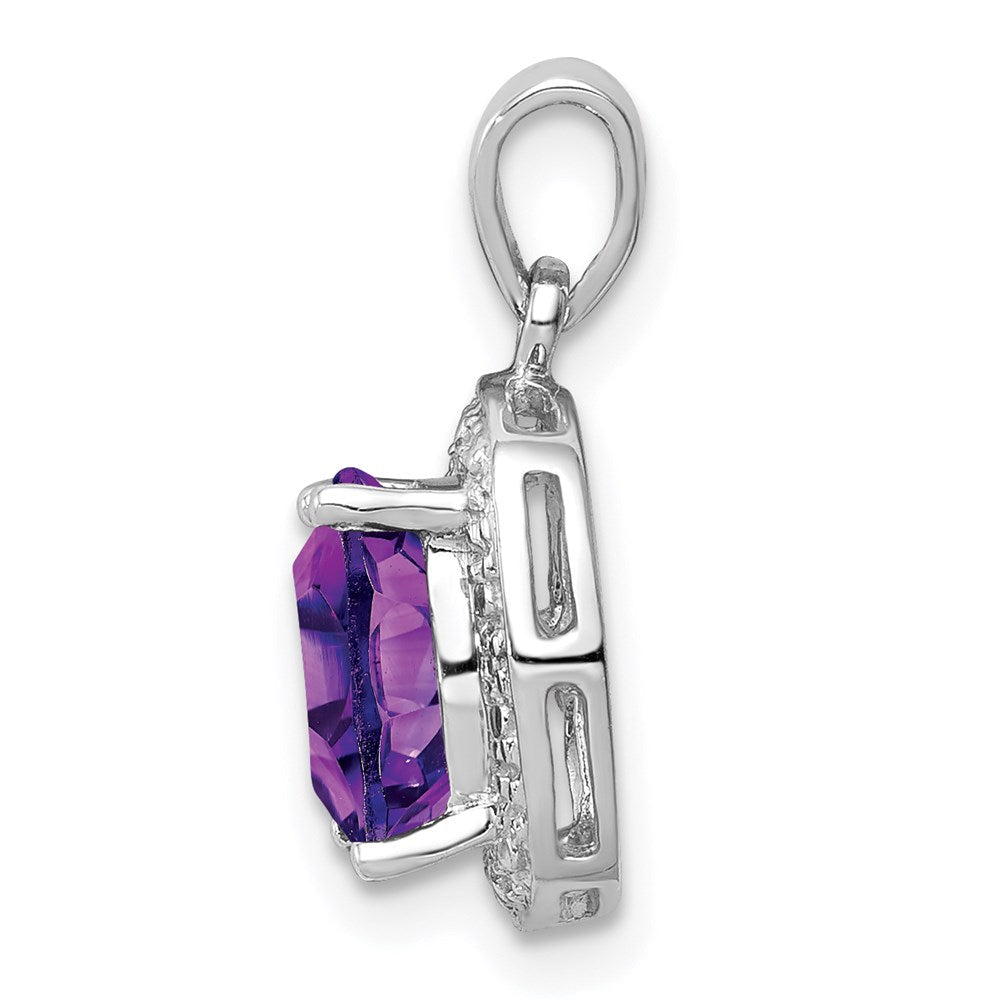 Sterlingsilber Rhodiniert Amethyst und Diamant Anhänger