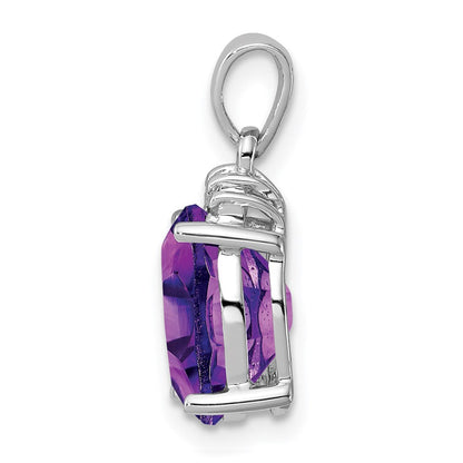 Sterlingsilber Rhodiniert Amethyst und Diamant Anhänger