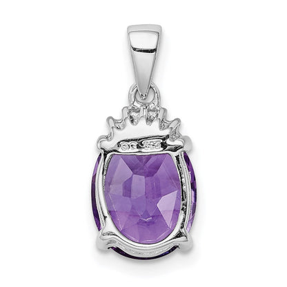 Sterlingsilber Rhodiniert Amethyst und Diamant Anhänger