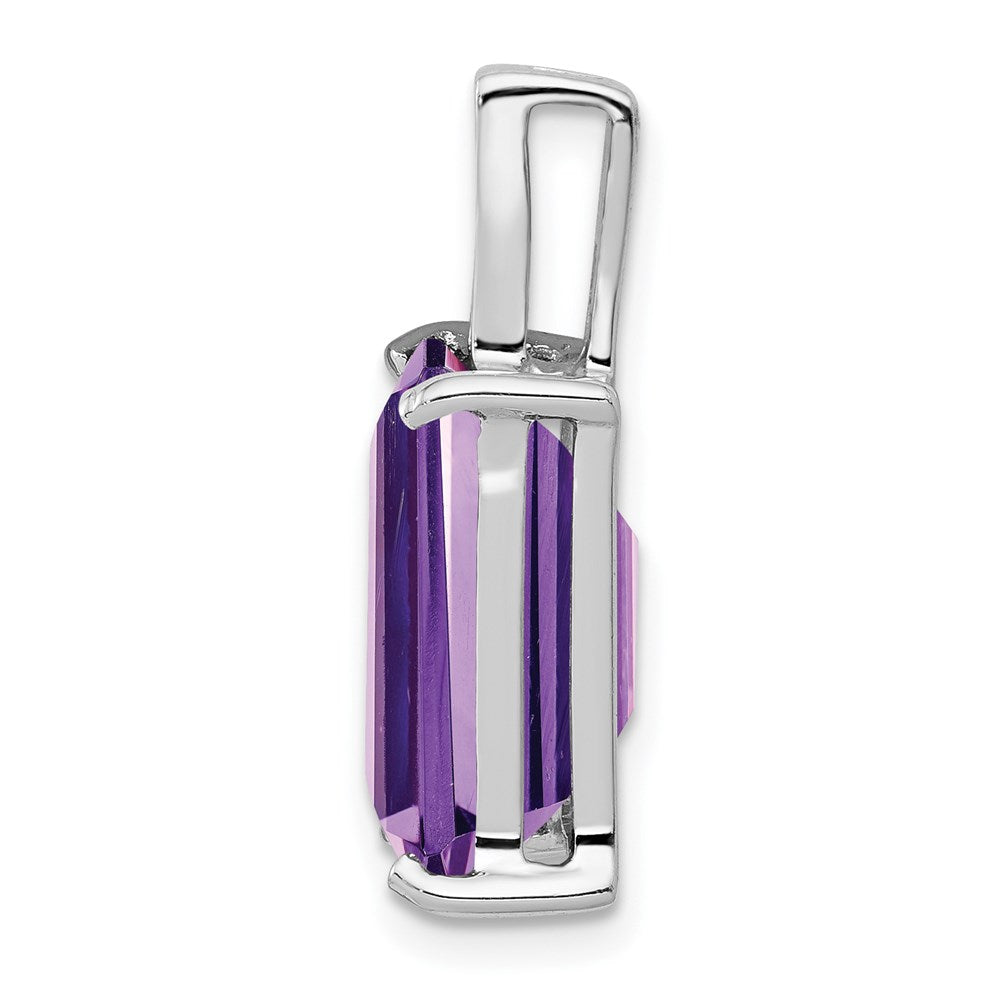 Sterlingsilber Rhodium Smaragd-cut Amethyst & Diamant Anhänger