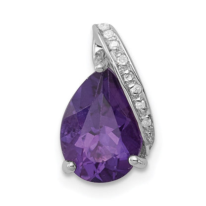Sterlingsilber Rhodium Tropfen Amethyst Kette Anhänger
