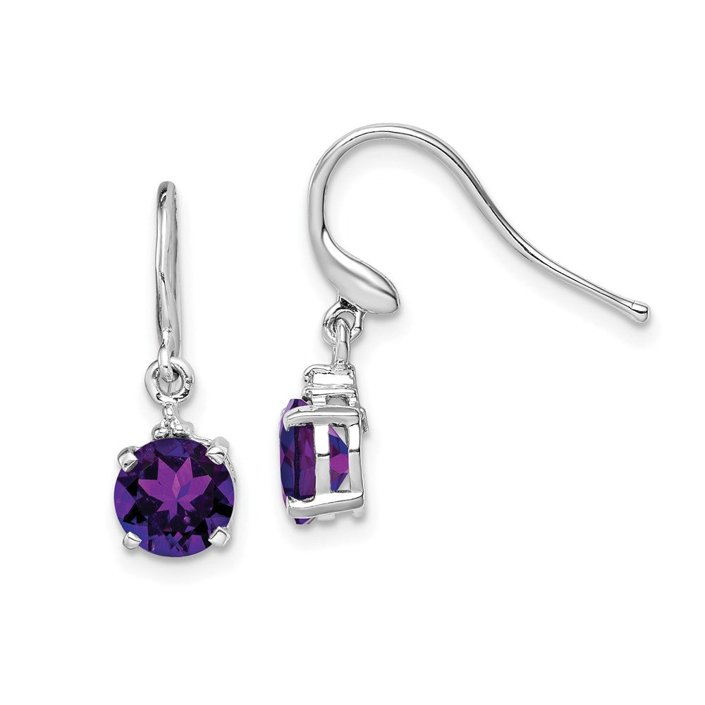 Sterlingsilber Rhodiniert Amethyst und Diamant Draht Ohrringe