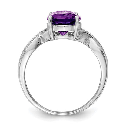 Sterlingsilber Rhodium Amethyst & Diamant Ring