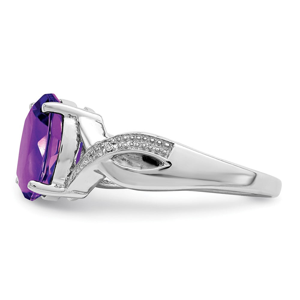 Sterlingsilber Rhodium Amethyst & Diamant Ring