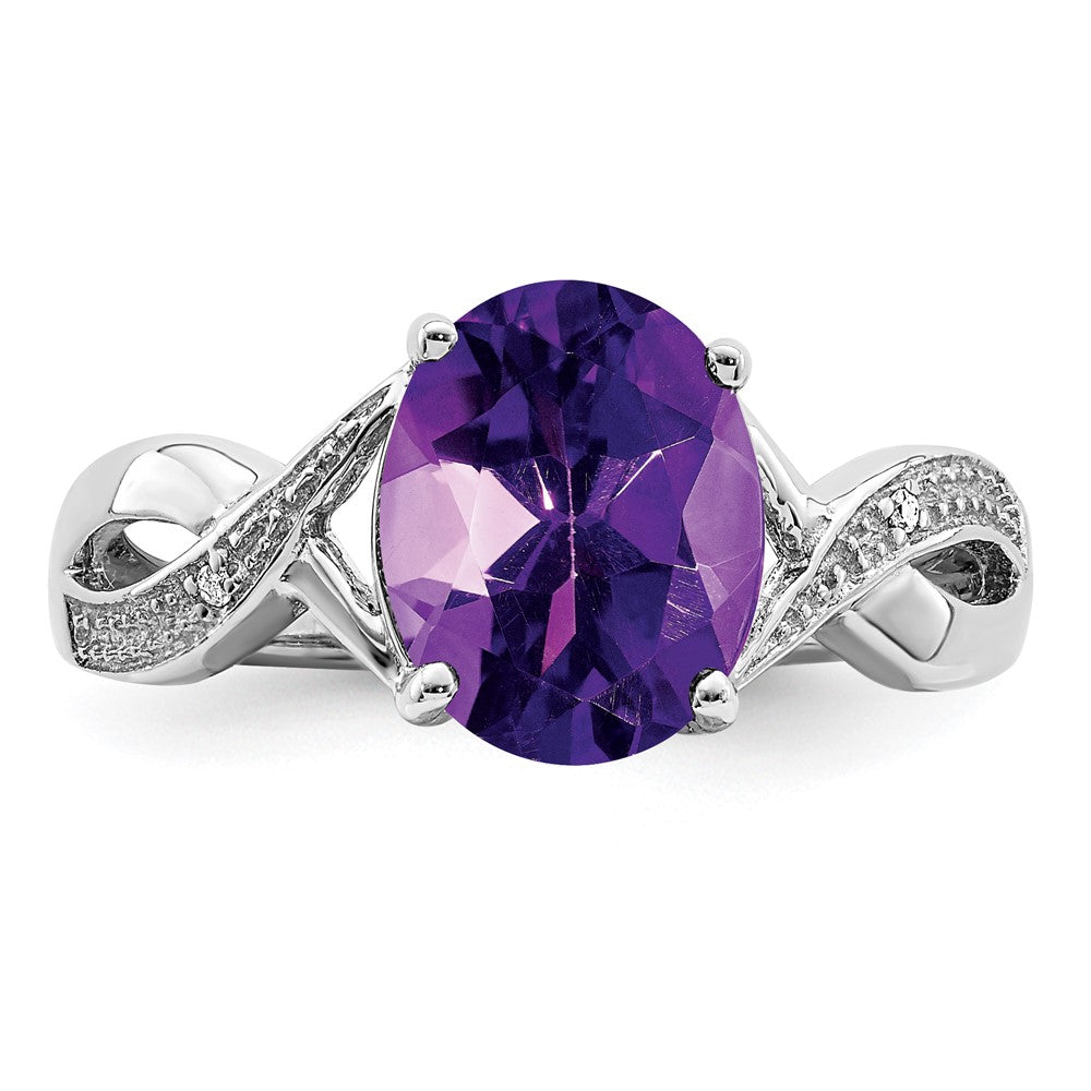 Sterlingsilber Rhodium Amethyst & Diamant Ring