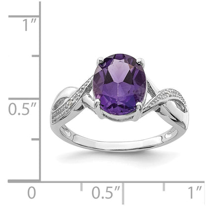 Sterlingsilber Rhodium Amethyst & Diamant Ring