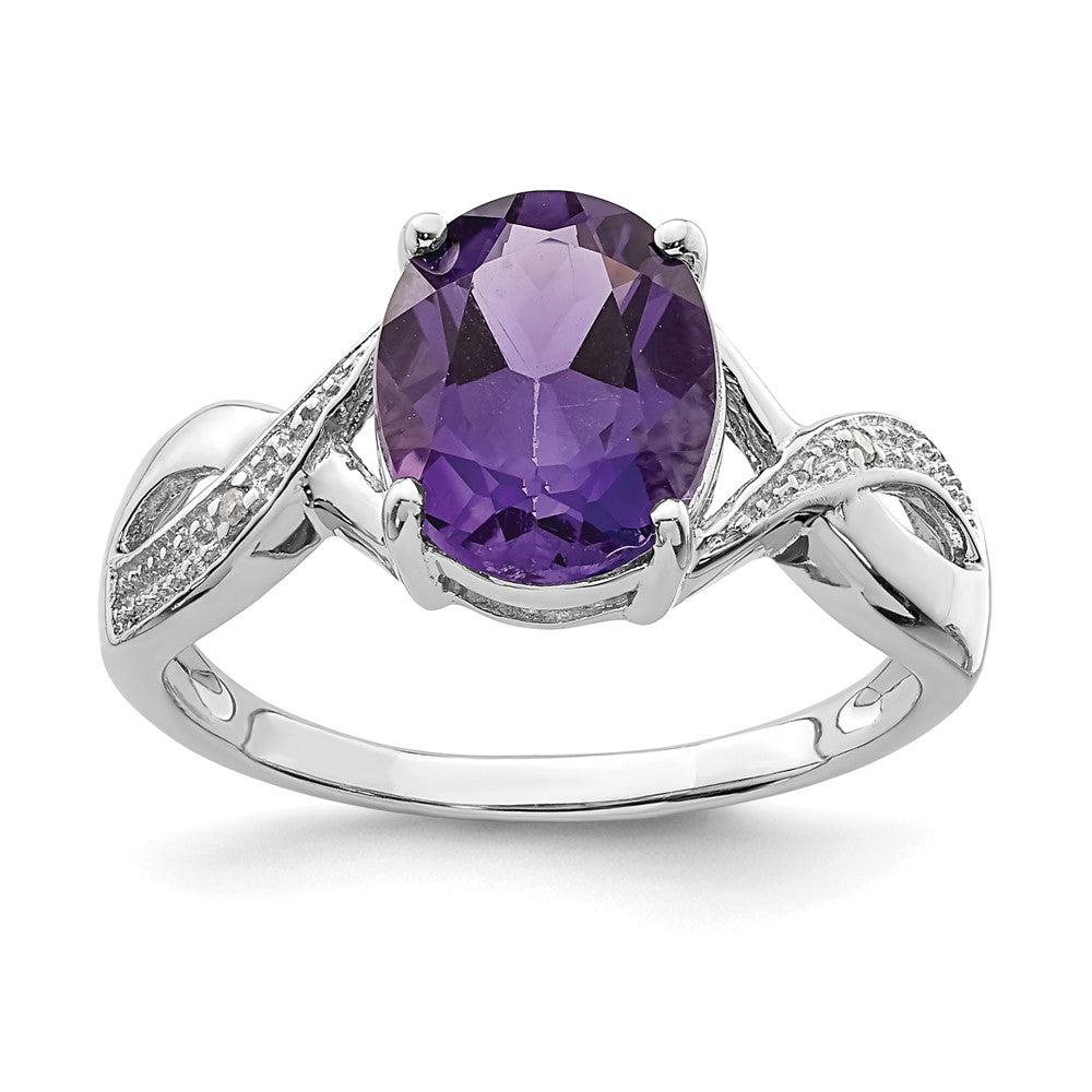 Sterlingsilber Rhodium Amethyst & Diamant Ring