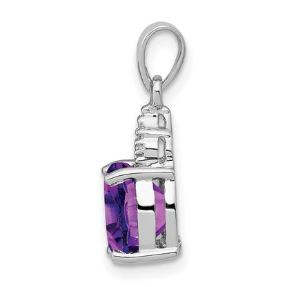 Sterlingsilber Rhodiniert Amethyst und Diamant Anhänger