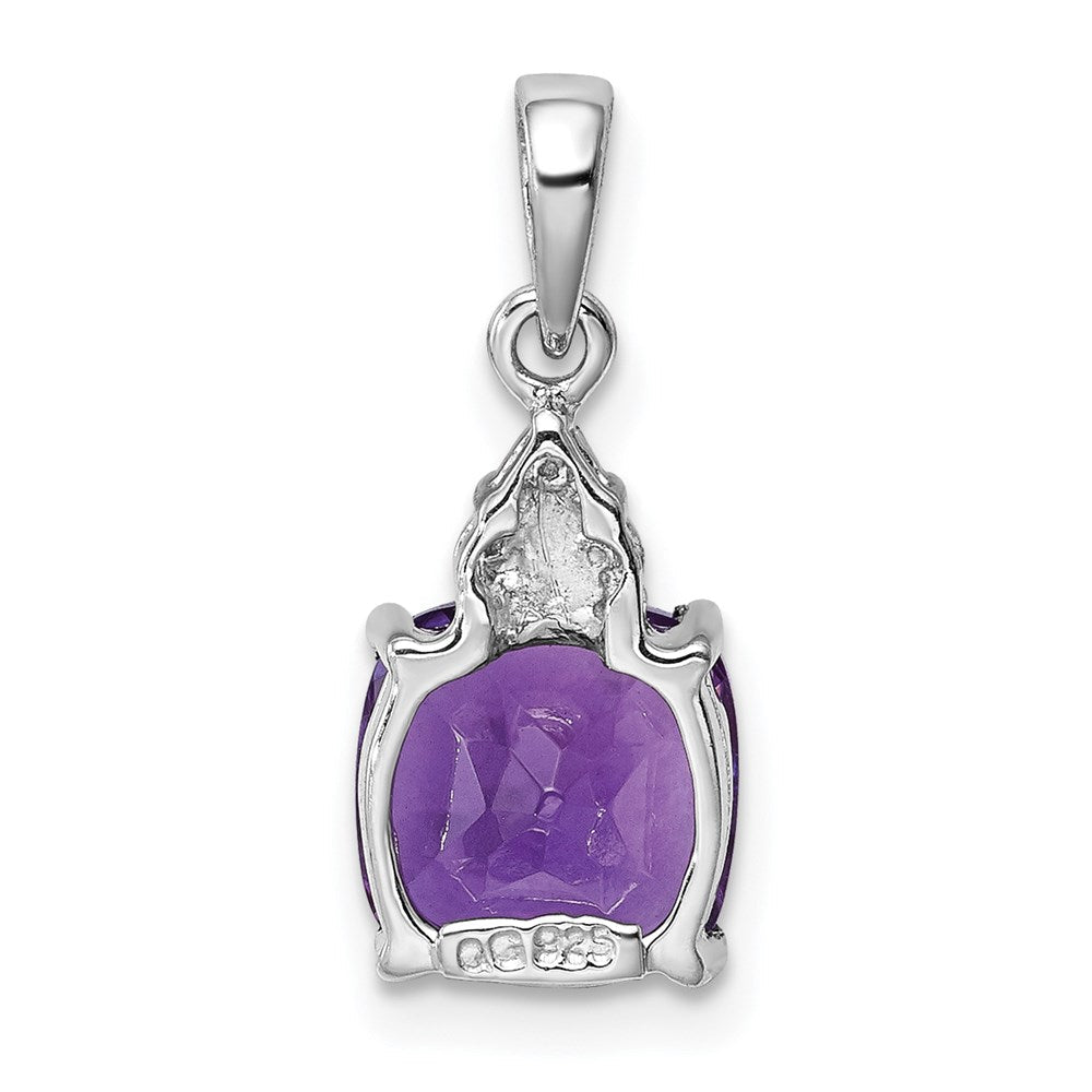 Sterlingsilber Rhodiniert Amethyst und Diamant Anhänger