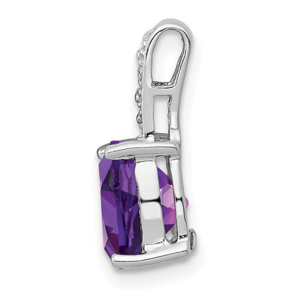 Sterlingsilber Rhodiniert Amethyst und Diamant Anhänger