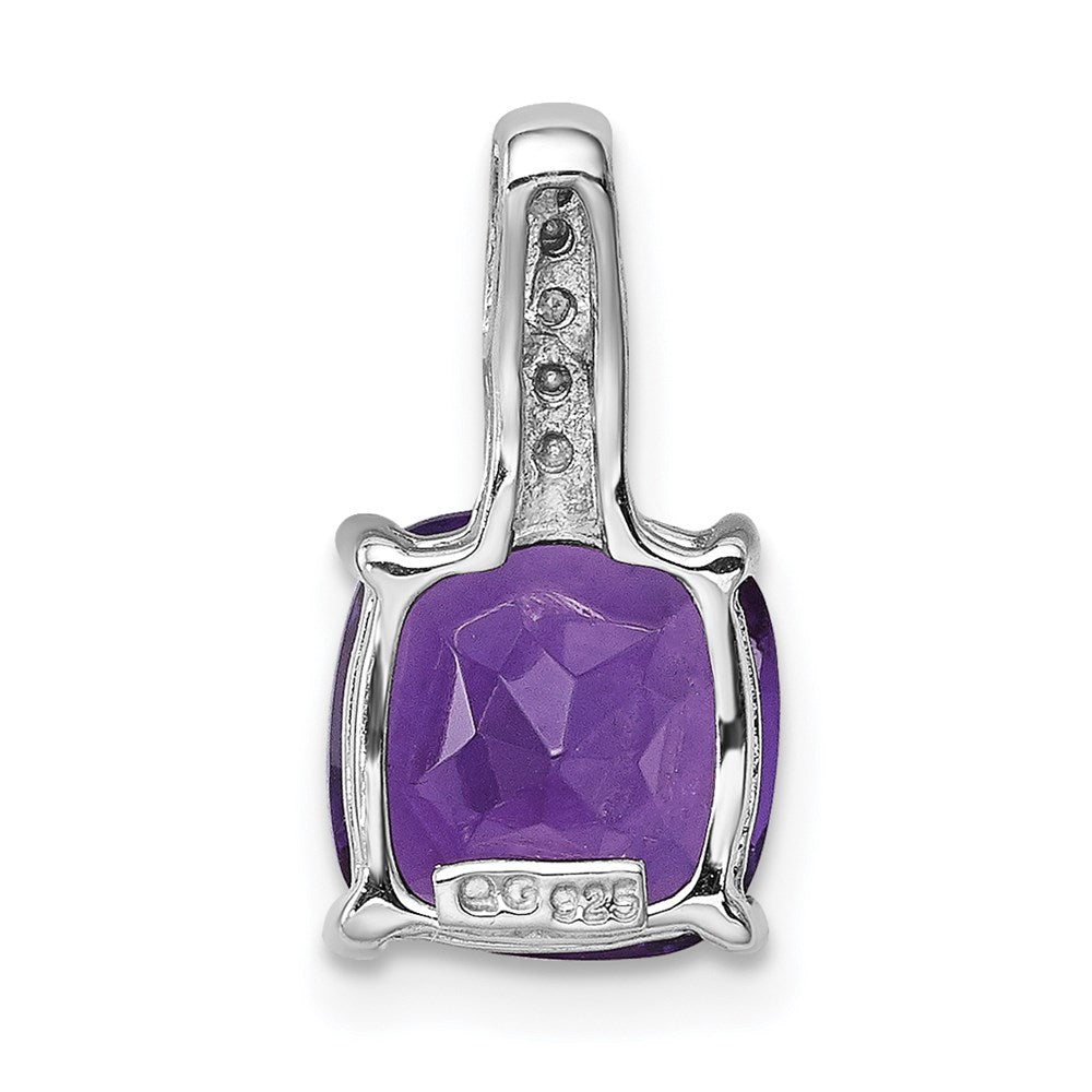 Sterlingsilber Rhodiniert Amethyst und Diamant Anhänger