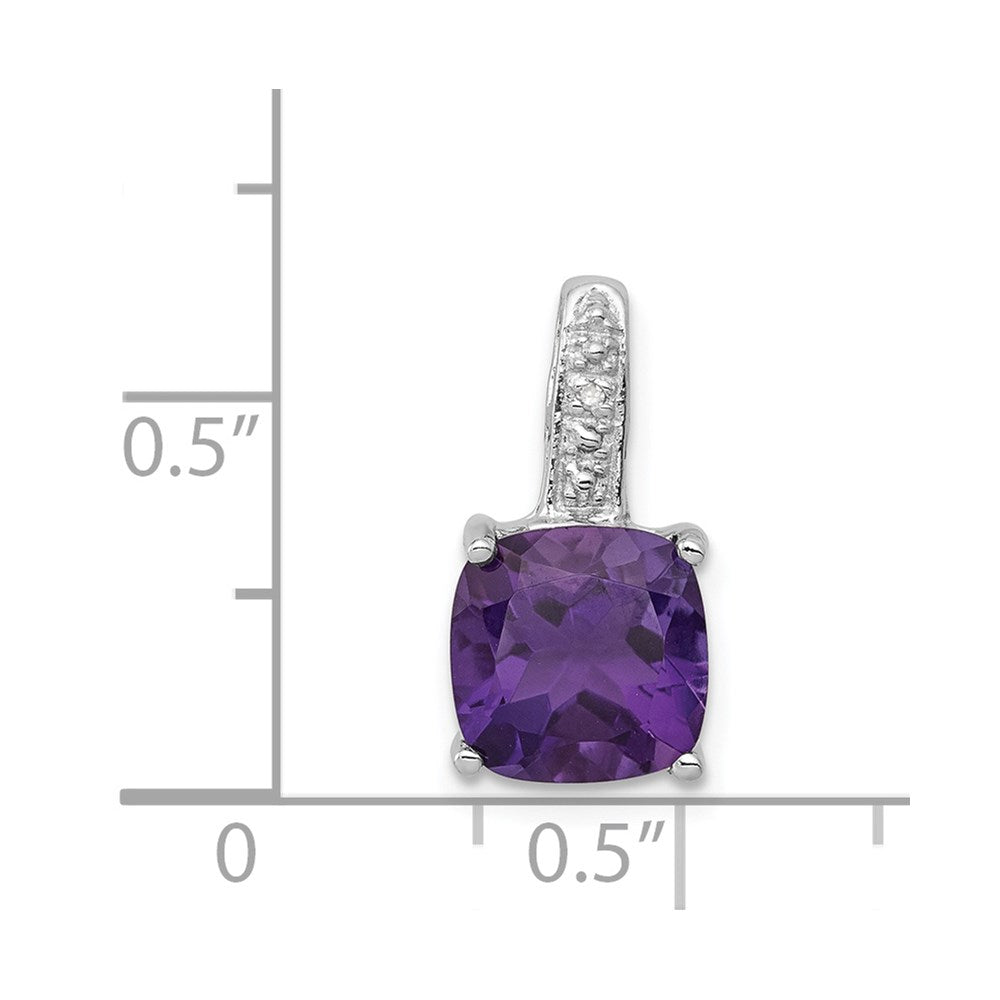 Sterlingsilber Rhodiniert Amethyst und Diamant Anhänger