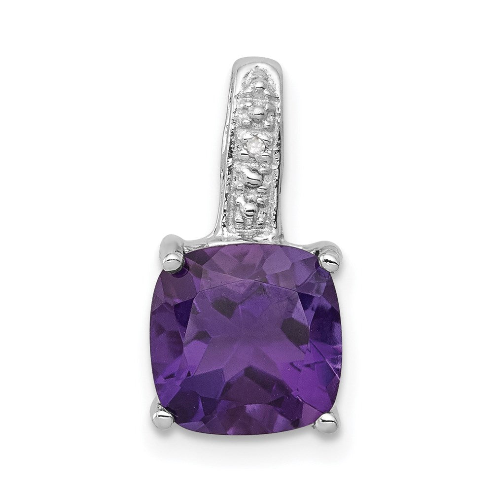 Sterlingsilber Rhodiniert Amethyst und Diamant Anhänger