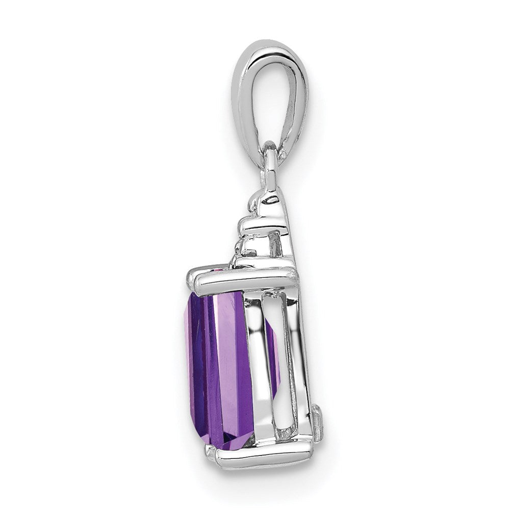 Sterlingsilber Rhodiniert Amethyst und Diamant Anhänger