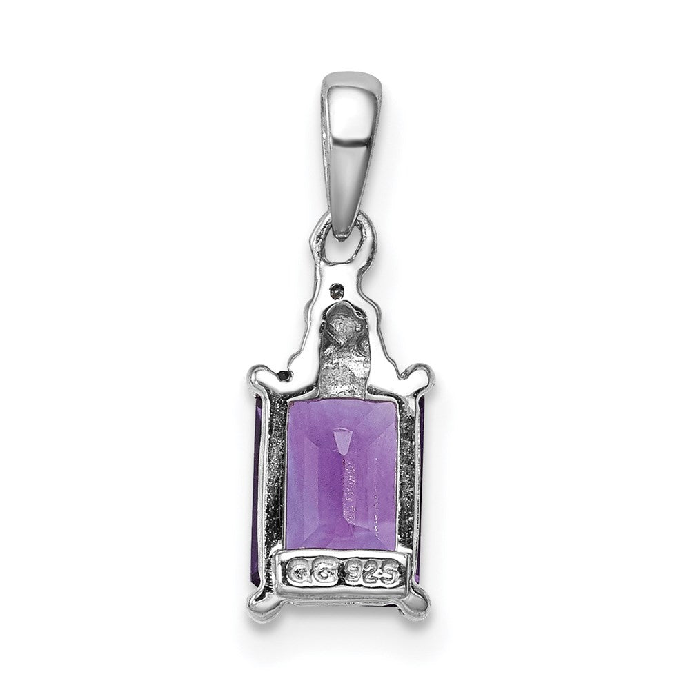 Sterlingsilber Rhodiniert Amethyst und Diamant Anhänger