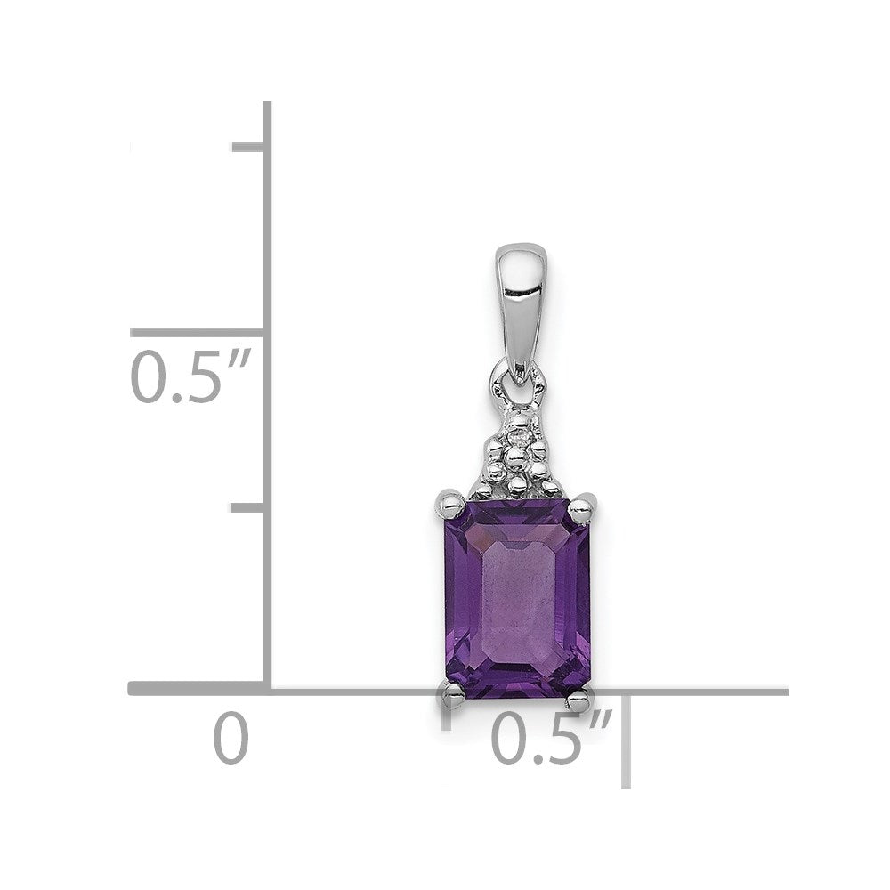Sterlingsilber Rhodiniert Amethyst und Diamant Anhänger