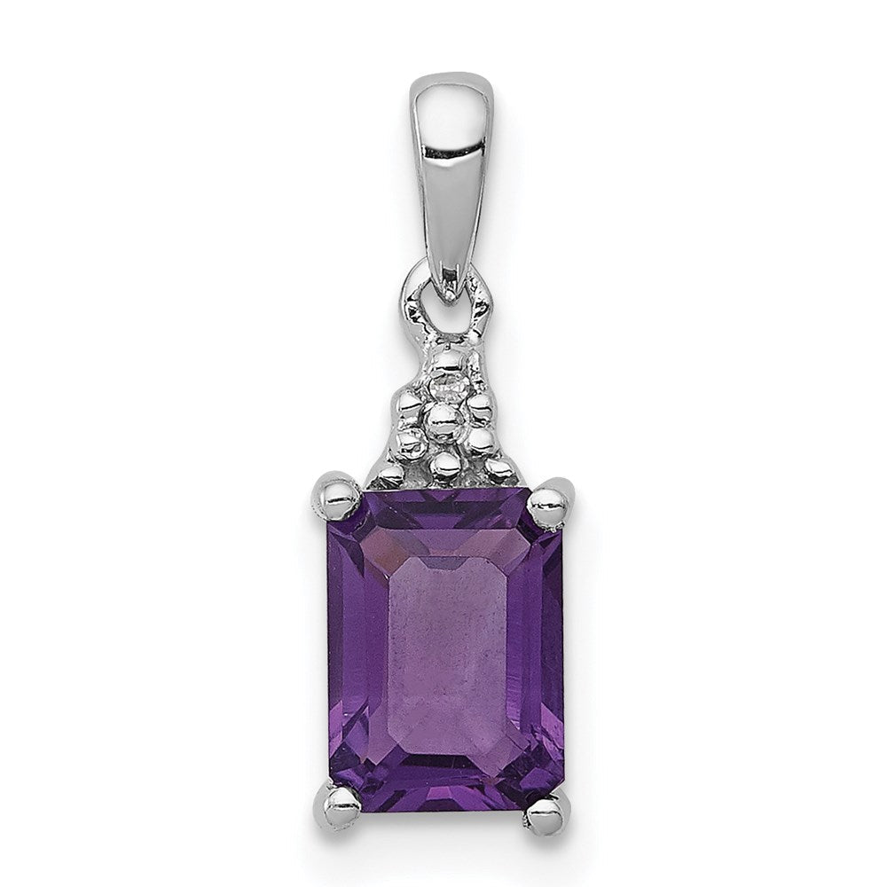 Sterlingsilber Rhodiniert Amethyst und Diamant Anhänger