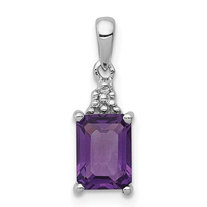 Sterlingsilber Rhodiniert Amethyst und Diamant Anhänger