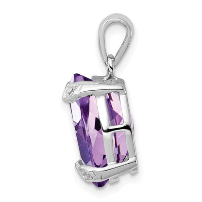 Sterlingsilber Rhodiniert Amethyst und Diamant Anhänger