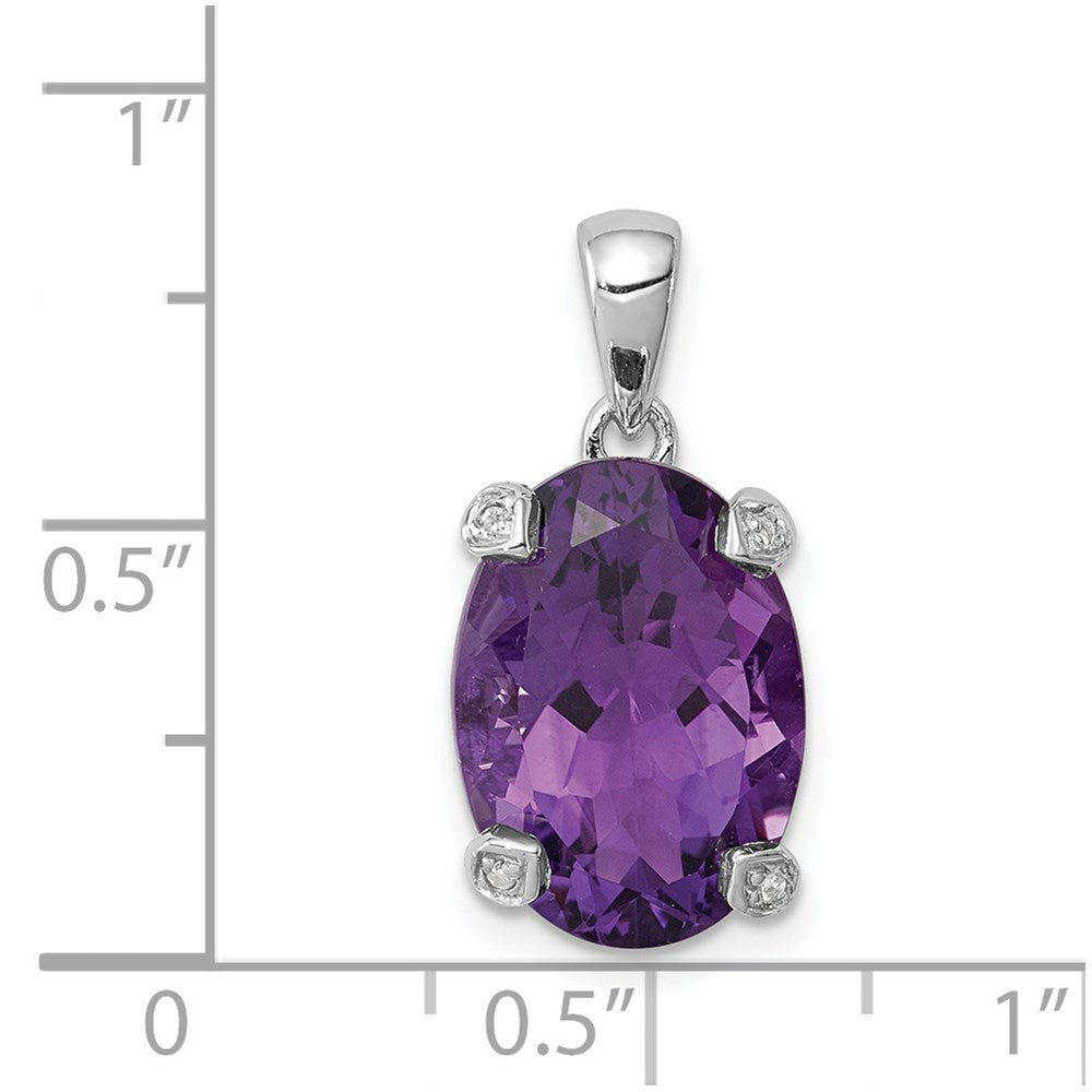 Sterlingsilber Rhodiniert Amethyst und Diamant Anhänger