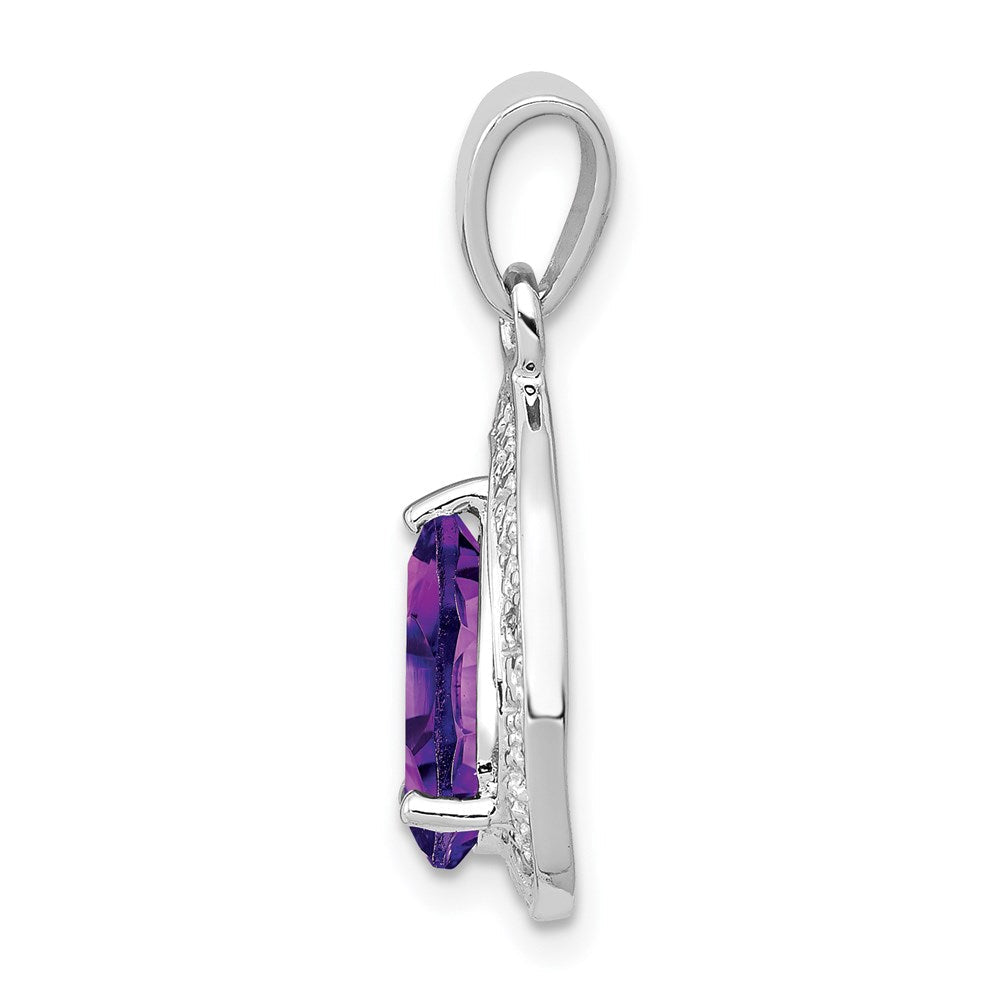 Sterlingsilber Rhodiniert Amethyst und Diamant Anhänger