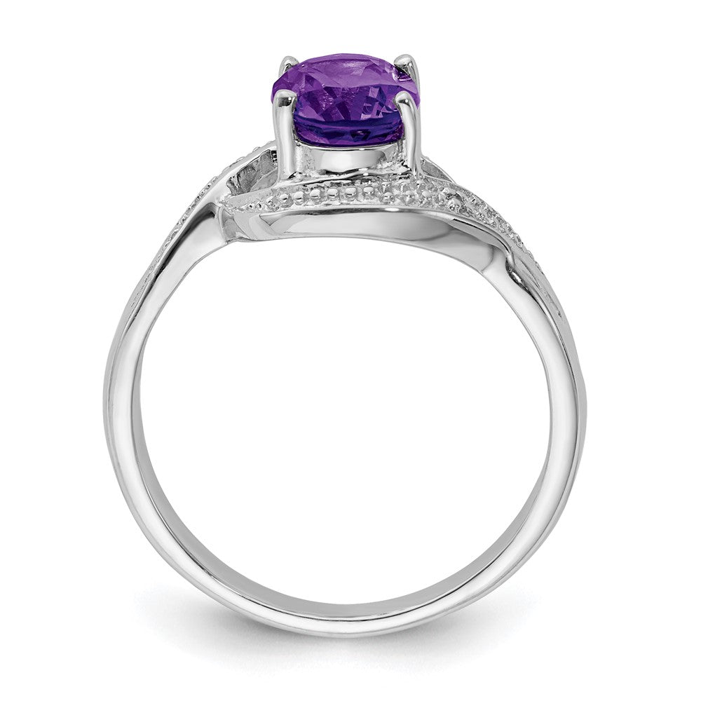 Sterlingsilber Rhodium Amethyst Diamant Ring