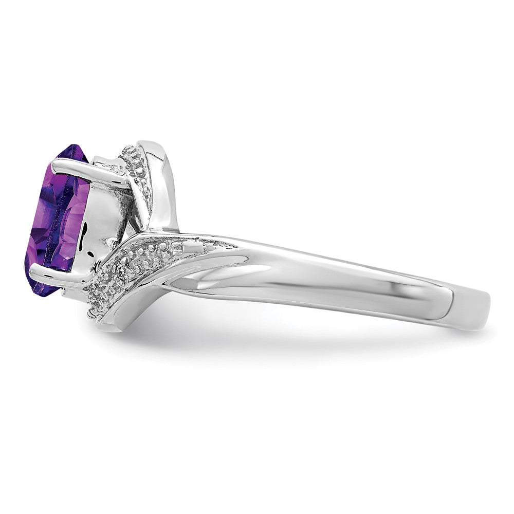 Sterlingsilber Rhodium Amethyst Diamant Ring