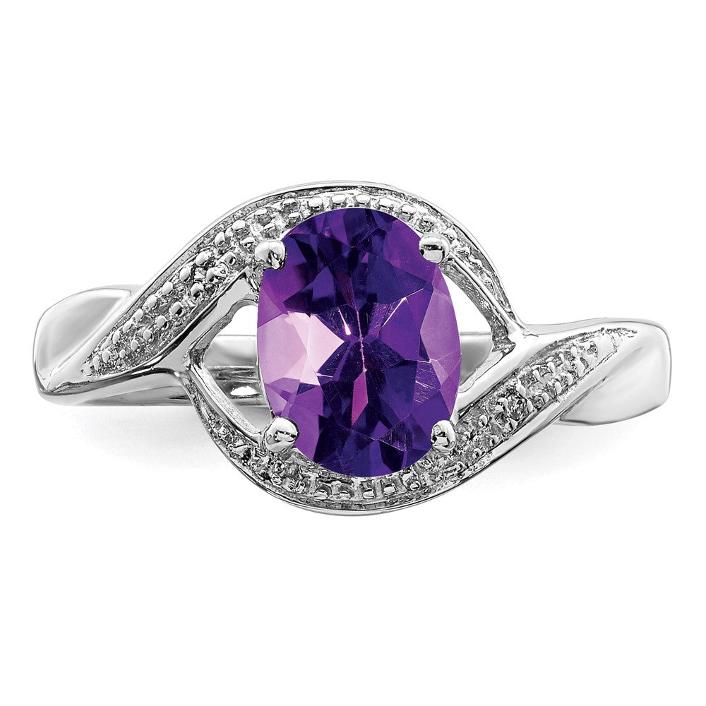 Sterlingsilber Rhodium Amethyst Diamant Ring