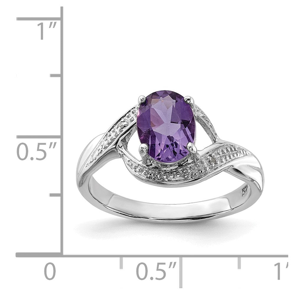 Sterlingsilber Rhodium Amethyst Diamant Ring