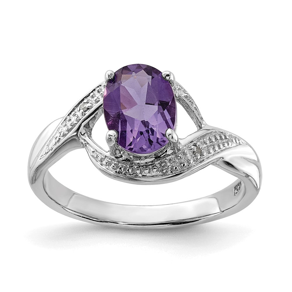 Sterlingsilber Rhodium Amethyst Diamant Ring