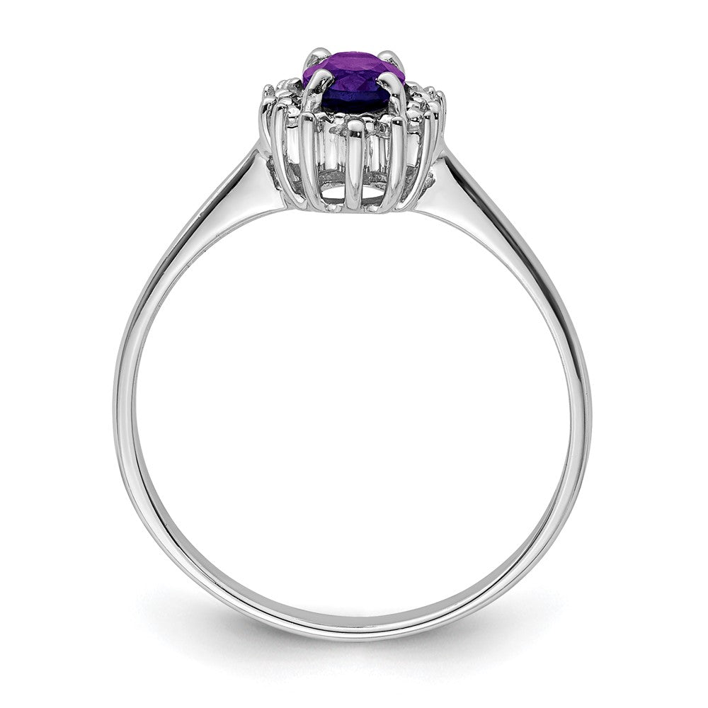 Sterlingsilber Rhodium Amethyst & Diamant Ring
