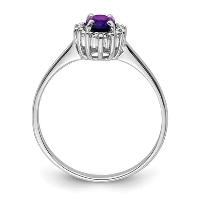 Sterlingsilber Rhodium Amethyst & Diamant Ring