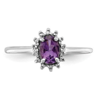 Sterlingsilber Rhodium Amethyst & Diamant Ring