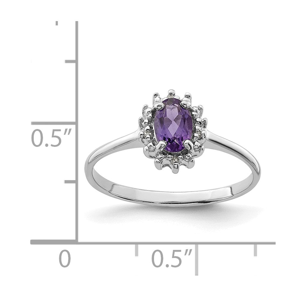 Sterlingsilber Rhodium Amethyst & Diamant Ring