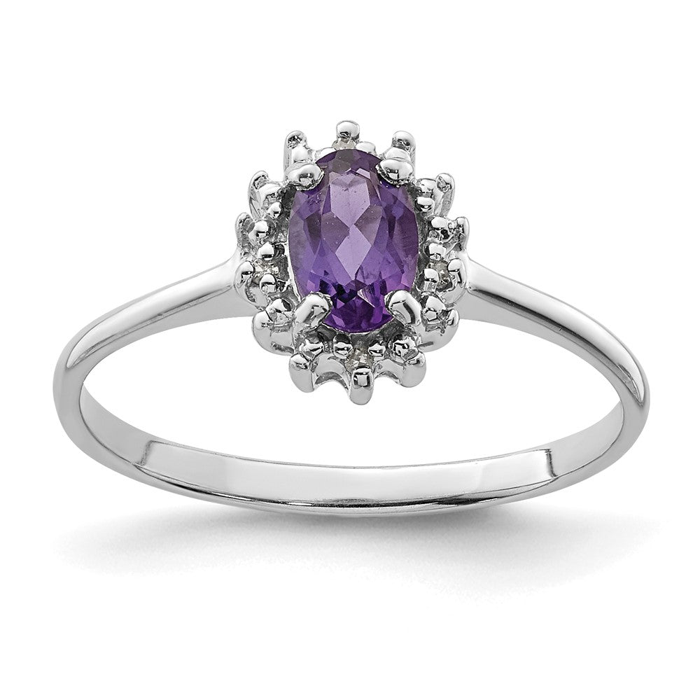 Sterlingsilber Rhodium Amethyst & Diamant Ring