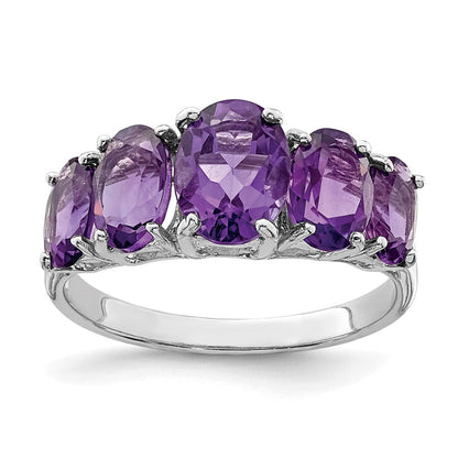 Sterlingsilber Rhodium Amethyst Ring