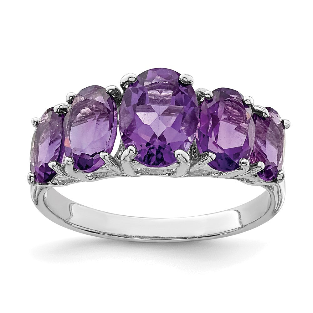 Sterlingsilber Rhodium Amethyst Ring