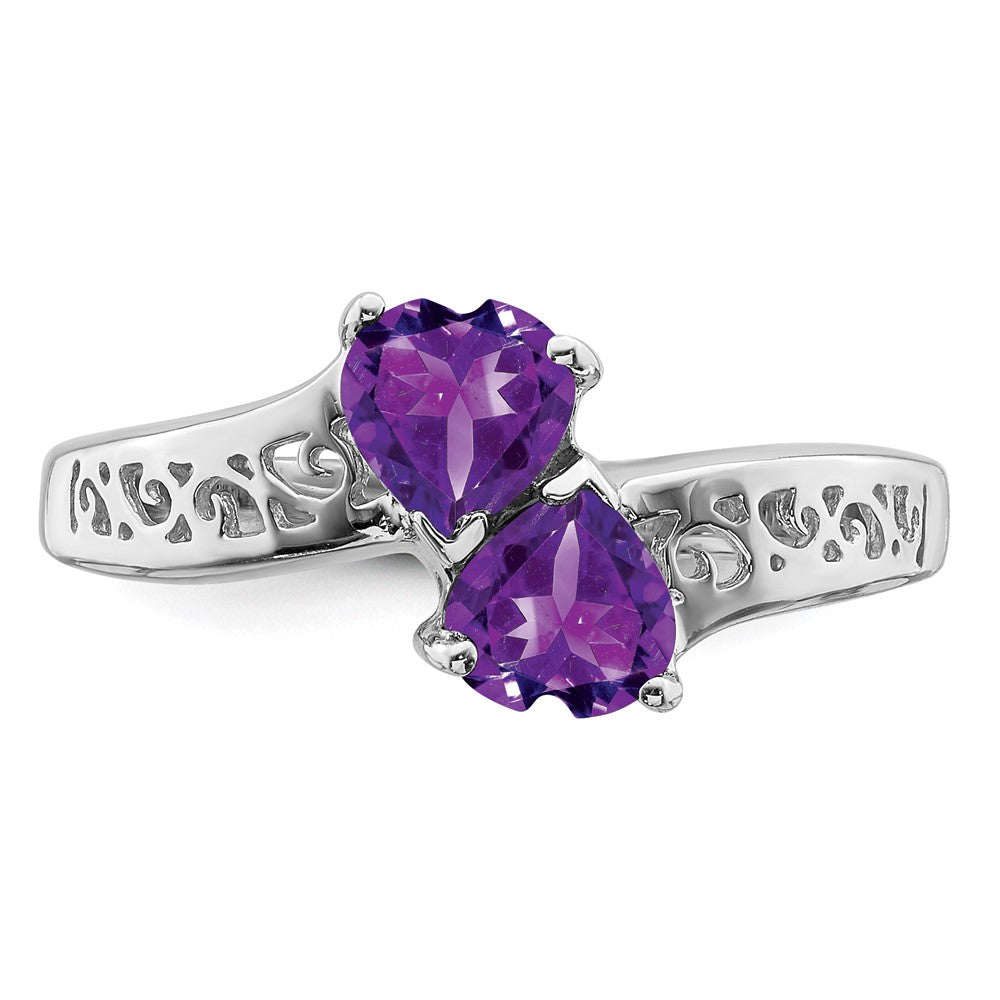 Sterlingsilber Rhodium Amethyst Herz Ring